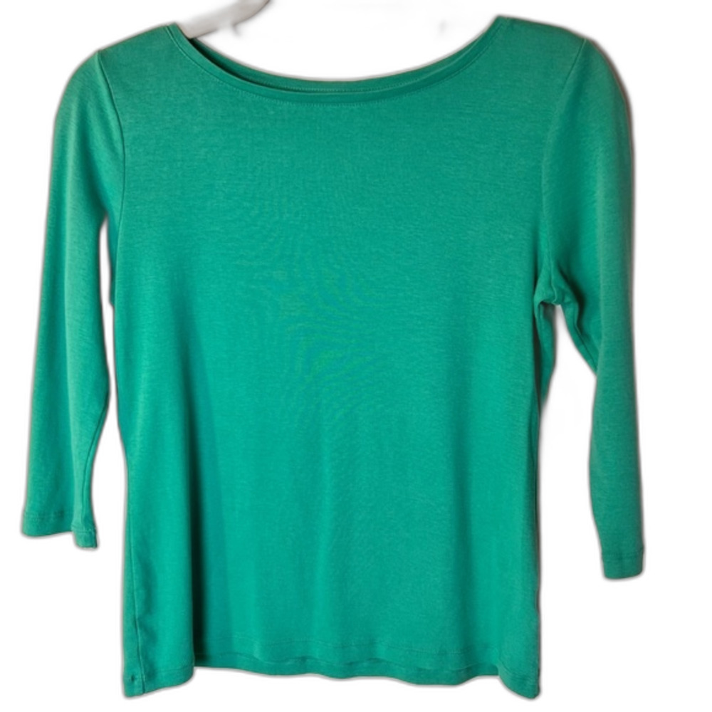 Talbots Pima Cotton 3/4 Sleeve Top Teal Size PS
